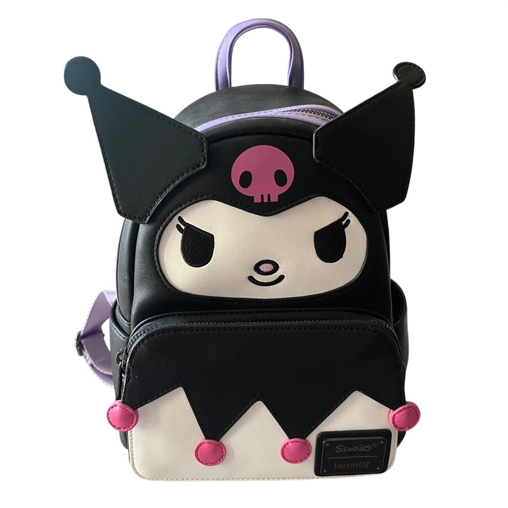 Loungefly Sanrio Kuromi Cosplay Mini Backpack Black Purple Skull 3D Ears Tail